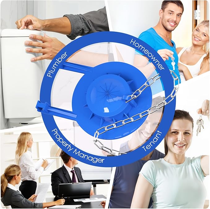 2-Pack Universal 2" Toilet Flapper Replacement Kit - Durable Rubber & Stainless Steel Chain (Blue)