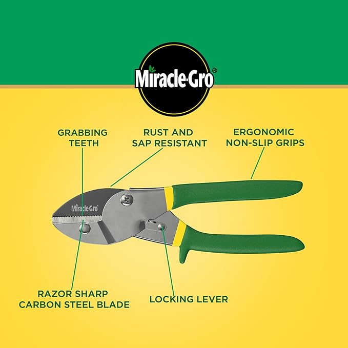 Miracle-Gro 2-Piece Pruning Shears Set – Includes 8 in. Bypass Pruner for Live Plants and 8 in. Anvil Pruner for Dry Stems – Sharp Carbon Steel Blades and Comfort Grip Handles for Garden and Yard Use