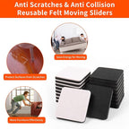 Ezprotekt 3.5" Felt Furniture Movers Sliders for Hardwood & Vinyl Floors, 16 Pcs Square Reusable Felt Furniture Moving Pads for Heavy Duty Sofa Bed Couch Cabinet, Move Items and Quickly (Beige)