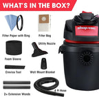 Shop-Vac 2.5 Gallon 2.5 Peak HP Wet/Dry Vacuum, Portable Compact Shop Vacuum with Wall Bracket & Multifunctional Attachments, 5760288