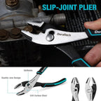 DURATECH 4-Piece Pliers Set - 8" Long Nose, Slip Joint, Groove Joint Pliers & Adjustable Wrench for Home Use