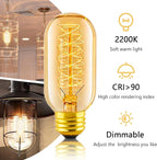 Edison Light Bulb 60w, 6 Pack Dimmable T45 Retro Bulb, 110v-130v, E26 Base Decorated Antique Filament Bulb, Amber Glass, 2200k Warm Yellow Incandescent Bulb, Used for Home Lighting