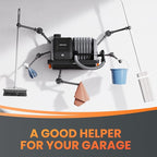 Giraffe Tools Grandstorm Retractable Vacuum Cleaner Wall-Mounted, Shop Wet Dry Vacuum Cleaner with 6 Nozzles for Car Detailing Remote Control Garage Vacuum, Grey