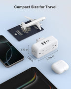 TROND Outlet Extender with 360 Rotating Plug, Plug Adapter with 4 Electrical Sockets and 4 USB Ports, 900 Joules Surge Protection, 3 Way Outlet Splitter for Home Office Travel, White