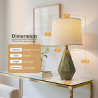 PoKat 20.25" Vintage Table Lamps Set of 2 for Night Stands, Modern Bedside Lamps for Bedroom Living Room, Farmhouse Bedroom Lamps for End Table, Suitable for Small Place, Retro Blue and Green