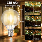 25pack G40 LED Replacement Light Bulbs E12 Screw Base Shatterproof Globe Bulbs for Outdoor String Lights 120V 0.6W Dimmable Edison Light Bulbs for Patio Decor, 2700K Warm White