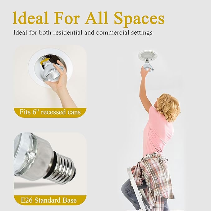 PAR38 Halogen Flood Light Bulbs, 90W Equivalent, 120V, E26 Base, 2700K Warm White Light for Indoor and Outdoor 8 Pack