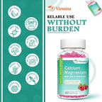 High Absorption Calcium Magnesium Zinc Gummies with Magnesium Glycinate 400mg, Sugar Free Calcium Magnesium Supplement for Bone & Teeth Strength, Muscle Function - Vegan, 60 Count