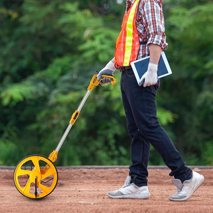 Zozen Professional Measure Wheel, with Brake & Handle Reset - Advanced Collapsible/Mechanical, Distance Measuring Wheel in Feet [Up To 10,000Ft], with Cloth Carrying Bag.