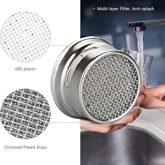 Faucet Aerator with Gasket Flow Restrictor Insert Bathroom Faucet Aerator Replacement Parts 10 pcs Stainless Steel (2.2 GPM) and 10 pcs Green (1.5 GPM)