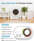 110V Portable Dryer – 850W Compact Clothes Dryer with 4 Automatic Drying Modes, Stainless Steel Tub, Simple Control Knob for Apartments, Dorms & Small Spaces