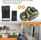 Huepar 3D Green Beam Self-Leveling Laser Level 3 x 360 Cross Line Three-Plane Leveling and Alignment Tool -Two 360 Vertical and One 360 Horizontal Line -Magnetic Pivoting Base GF360G