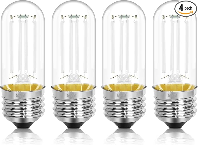 4 Pack 3.2 Inch T10 Blue Light Bulb, E26 Base Edison Bulbs Dimmable, AC 120V 60 Watt Equivalent Clear Glass Filament Bulb, Halloween Christmas Party Bar Colored Light Bulbs, UL Listed