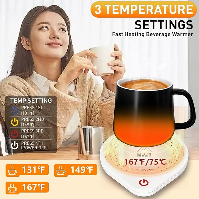 Coffee Mug Warmer,Electric Beverage Warmers, Cup Warmer for Heating Coffee, Beverage, Milk, Tea and Hot Chocolate (White)