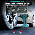 150PSI Tire Inflator Portable Air Compressor: Cordless Air Pump Compatible with Makita 18V Battery - Car Tire Pump with Digital Pressure Gauge & LED Light for Auto, Motorcycles(Bare Tool)