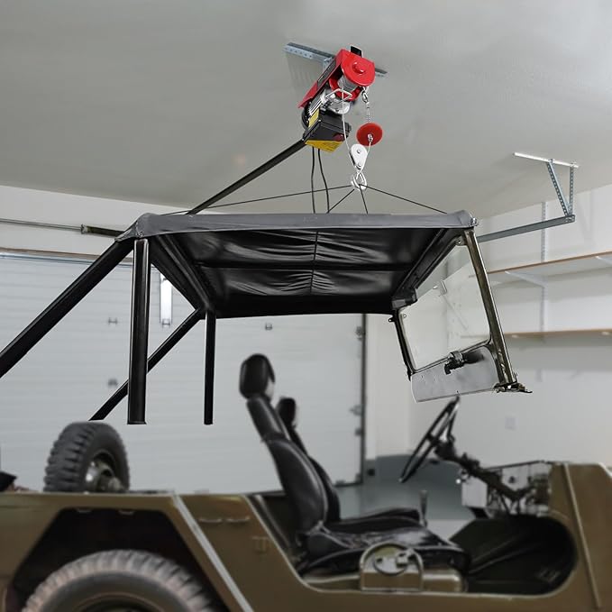 VEVOR Electric Hoist, 440 lbs 120V Electric Winch with 328 ft Wireless & 14 ft Wired Remote Control, 40 ft Single Cable Lifting Height, Single/Double Slings, Lift Hoist for Garage Warehouse Factory