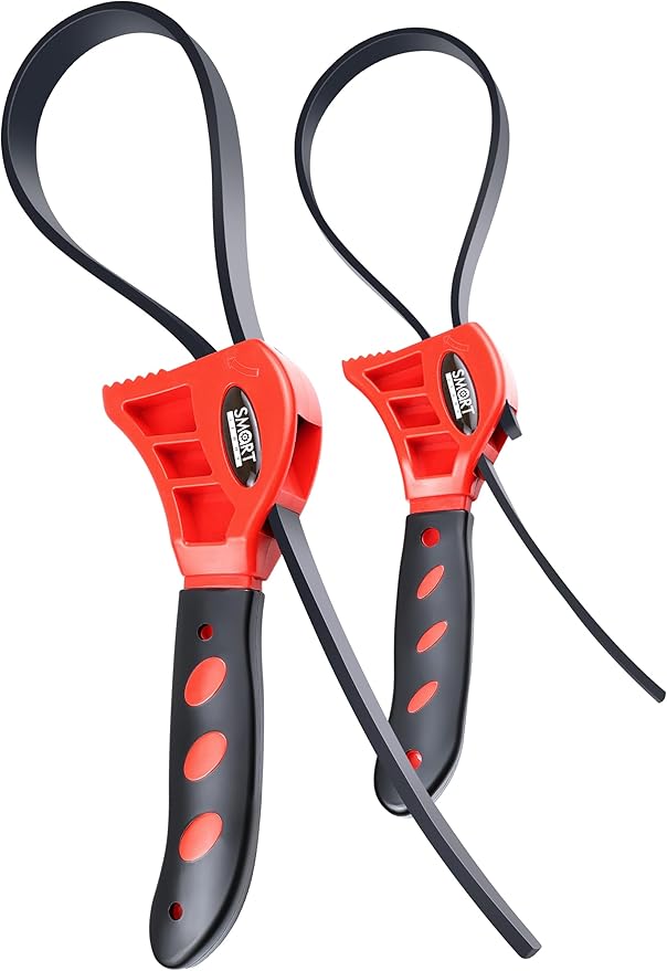 SMART JERRY - Rubber Strap Wrench Plumbing | 2-Pack Rubber Belt Wrenches for Shower Heads, Oil Filter, Pipes & Drain | Adjustable Shower Head Wrenches | Oil Filter Strap Wrench