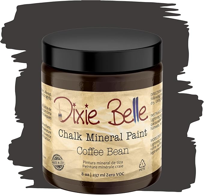 Dixie Belle Paint Company Chalk Finish Furniture Paint - Coffee Bean (8oz) - Matte Espresso Brown Chic Chalk Mineral DIY Furniture Paint
