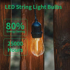 Meconard 30 Pack S14 Edison String Light Bulbs, 1 Watt Replacement Bulbs for Outdoor String Lights, Low Wattage Shatterproof LED Filament Patio Bulbs, E26 Medium Base, 2200K Warm White, Non-Dimmable