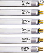 (6pack 34inch F21T5/841 Cool White Fluorescent Light Bulb, 21Watts 4100K T5 Linear Tube Replacement F21W/841/HO,F21T5 CW Full Spectrum CRI85+