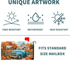 Kawani Fall Mailbox Cover - Autumn Harvest Thanksgiving Pumpkin Farm Truck Magnetic Standard Size 21x18 Inch Rustic Waterproof Post Box Wrap Garden Yard Decor for Outdoor