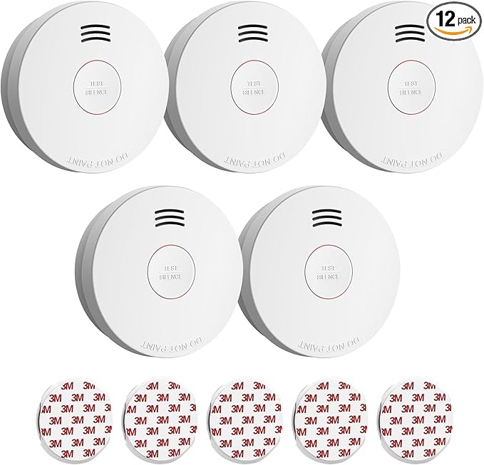 Jemay Smoke Detector,10 Year Battery Powered Photoelectric Smoke Alarm Fire Detectors with Self-Check & Fault Warning Function, UL217-9th Listed Fire Alarm for Home, 5 Packs