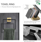 TNOMS 5 Pieces Bathroom Hardware Accessories Set Black and Gold Towel Bar Set,Wall Mounted Stainless Steel,23.6 Inch