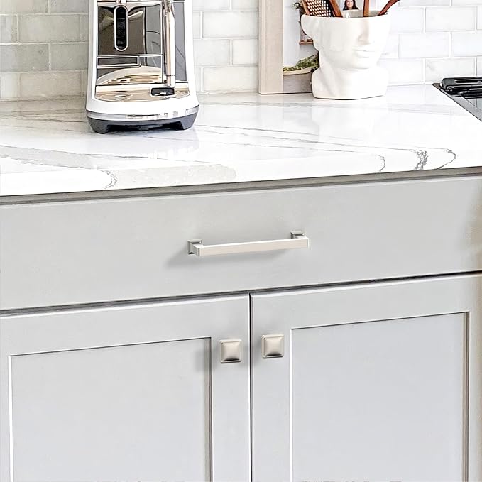 10 Pack 5"(128mm) Cabinet Handles Brushed Nickel Kitchen Cabinet Pulls Satin Nickel Drawer Pulls Cupboard Hardware for Cabinets