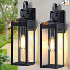 18'' Large Motion Sensor Outdoor Lights 2 Packs, Dusk to Dawn Exterior Lighting Fixtures, Modern Black Outdoor Sconces Porch Light for House, Outside Farmhouse Wall Lanterns for Front Door, Garage