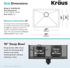 KRAUS Standart PRO 26-inch 16 Gauge Undermount Single Bowl Stainless Steel Kitchen Sink, KHU100-26