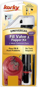 Korky 818BP QuietFILL Universal Toilet Fill Valve and Premium Flapper Easy to Install and Quiet-Made in USA, 2 Inch, Black