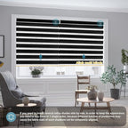 SmartWings Motorized Zebra Shades Work with HomeKit, Alexa, Google Home, 90% Blackout Light Filtering Day Night Sheer Blinds, Privacy Light Control, for Home/Office, Customized, Black