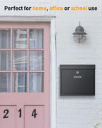 Uniclife Wall Mount Mailbox for Outside, Large Locking Mailbox with Key Lock, Security Mail Box, Postbox for House, Safe Key Drop Case, Steel Cash Drop Case for Home Office School, Black