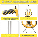 Measuring Wheel With Handle Reset & Brake, Rolling Measuring Wheel in Feet for Construction, Survey, Collapsible Measure Wheel with Tape Measure and Canvas Carrying Bag, 12 Inch, Up to 10,000Ft