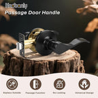Knobonly 2 Pack Matte Black Pasage Door Levers Interior Door Handles for Hallyway andCloset Door Knobs Keyless Black Door Handles with Lock, Zinc Alloy Reversible for Right/Left