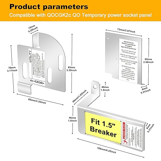 Generator Interlock Kit Compatible with Square D Electric HOMCGK2C Homeline Cover Generator and QOM2 Frame Size Main Breaker,for Use on Indoor QO 150 amp - 225 amp Main Breaker. (Fixed bracket 1.5 in)
