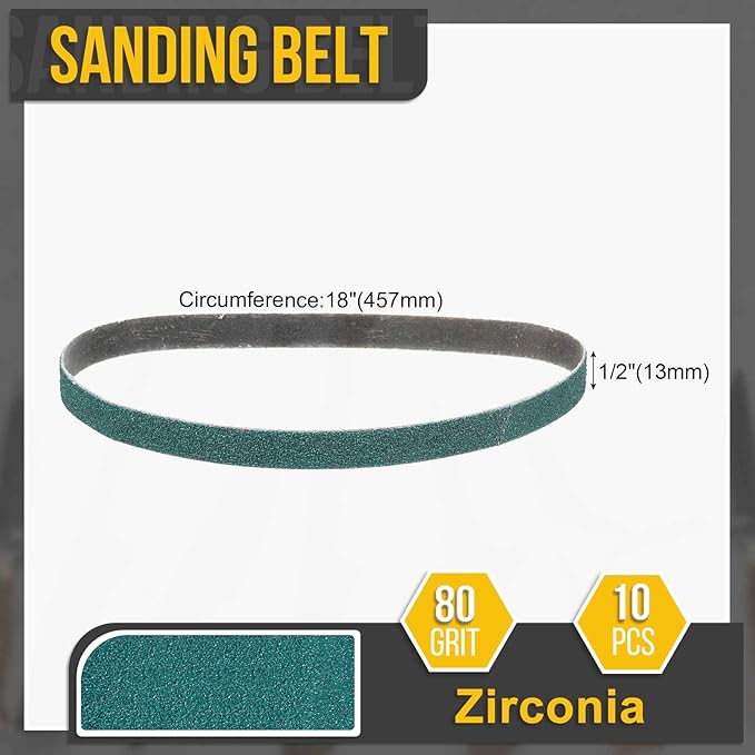 1/2 x 18 Inch Sanding Belt, 20 Pcs 80 Grit Zirconia Knife Sharpener Belts Work Sharpening for Belt Sander Knife Carving Tool Metal Working