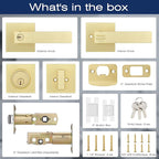 EHOMEWARE Door Handleset with Single Cylinder Deadbolt 6 Pack, Entry Lever Door Handle and Deadbolt Lock and Key Combo Pack - Heavy Duty Square Locking Lever Set for Left or Right-Handed Doors