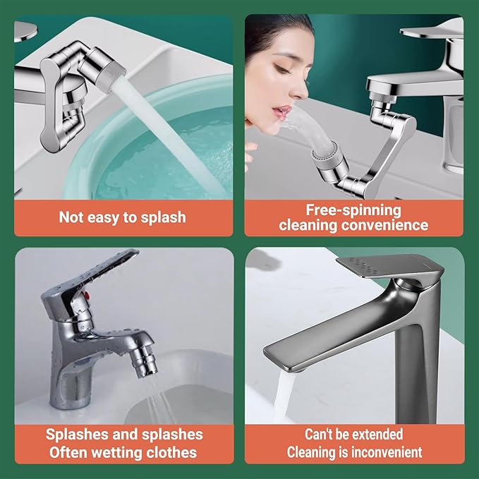1440° Swivel Sink Extender for Faucet - Universal Kitchen Sprayer, 2 Flow Modes, 1080°+360° Rotatable Kitchen Sink Attachment, Swivel Multifunctional Robotic Arm for Kitchen/Bathroom