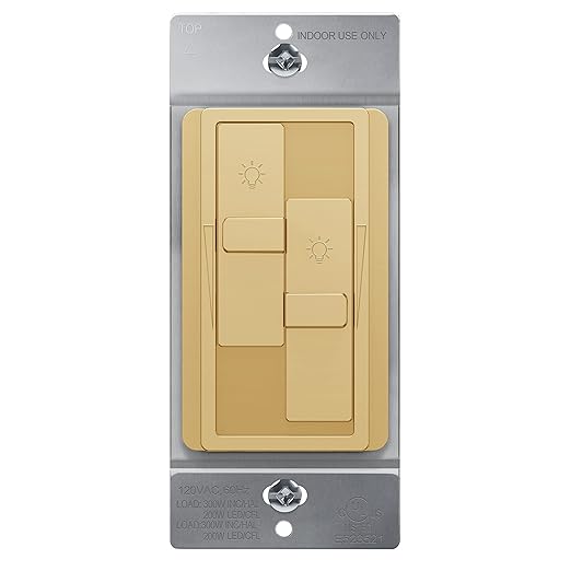 TOPGREENER Elite Series Kalide Dual Load Dimmer Light Switch, Double LED Dimmer Switch, Full Range Dimming, Single Pole, 120VAC, 60Hz, 200W LED/CFL, Neutral Wire Not Required, TGDDS-GD, Gold