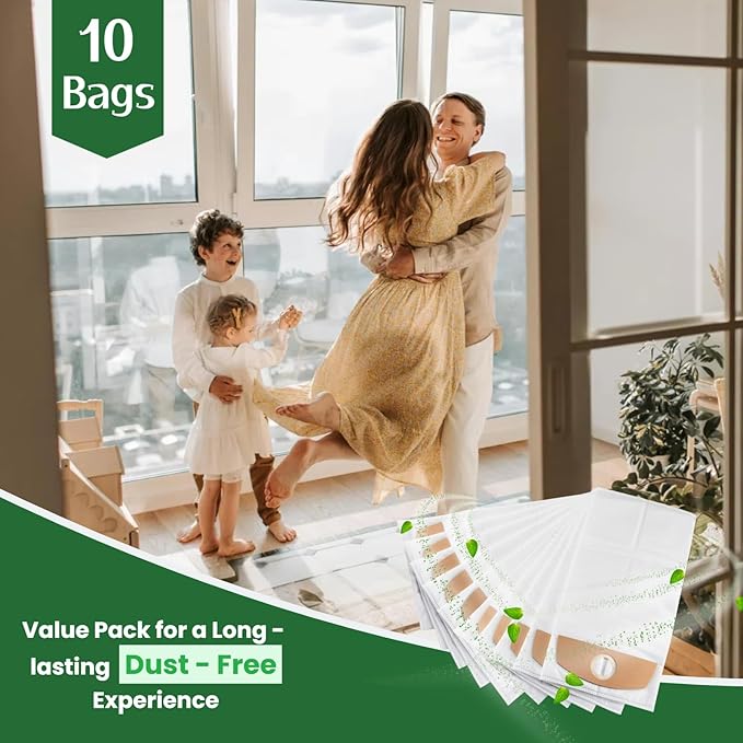 10-Pack Wet/Dry Fleece Dust Bags for FLEX 24V Brushless Wet/Dry Vacuum Cleaner - FT522 Replacement HEPA Vacuum Cleaner Bags with Triple-Layer Filtration & Leak-Proof Design