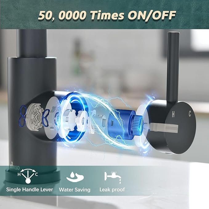 APPASO Kitchen Faucet with Pull Down Matte Black, Single-Handle High Arc Swan-Neck Modern Kitchen Sink Faucet with Optional Deck Plate Stainless Steel