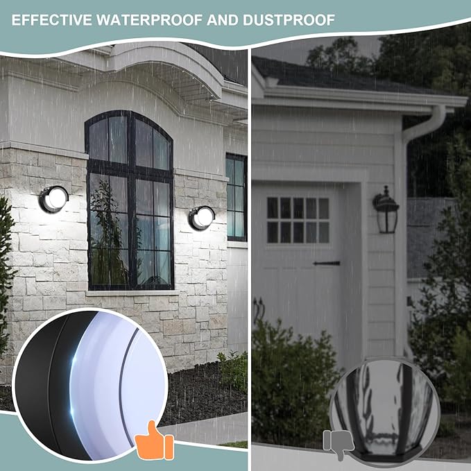 LED Porch Lights Outdoor 12W 6500K Modern Wall Lighting Double-Layer Cover Aluminum Exterior Light Fixture IP65 Waterproof for Stairway Garage Patio Bedroom ﻿
