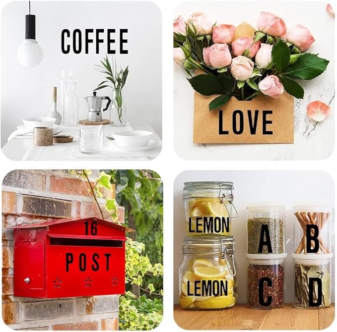 10 Sheets Vinyl Letter Number Stickers, Self-Adhesive Alphabet Stickers, Waterproof Mailbox Number Sticker Letters for Mailboxes,Door,Cars,Boats, Address Signs (Black, 2 inch)