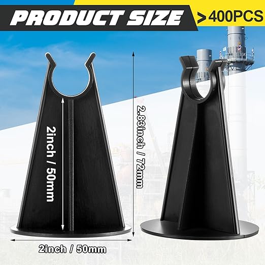 400 Pcs 200 Pcs 2-1/4 Inch Length x 1.97 Diameter for Plastic Rebar Chair #3 to #5 Black Heavy Construction Concrete Tool