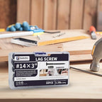 Lag Screws 3 Inch, 50PCS Heavy Duty Construction Screw, Structural Wood Screw #14 x 3, Rust Resistant, Washer Head, Black Coated Exterior Wood/Lag Screws Hex Socket Included