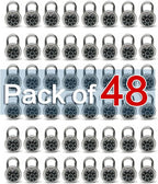 LanuBe Lock Standard Dial Combination Lock, 2 in. Wide, with Different Combinations, Black Turnplate, Pack of 48; Lock for School, Employee, Gym & Sports Locker, Case, Toolbox, and so on