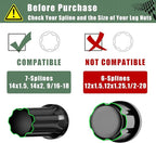 7 Spline Lug Nuts Key Socket, 1/2 Inch Drive Impact Square Tool - Quickly Remove M14x1.5, M14x2.0 and 9/16 Wheel Lug Nuts | 1 Pc (Black)