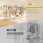 H6 Wall Mounted Closet System, Industrial Pipe Clothes Rack Clothing Racks with 6 Telescopic Rods & 3 Fixing Rods & 9 Shelves, Heavy Duty Closet Organizers and Storage in Wardrobe Closet (White)