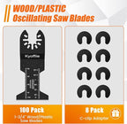 100Pcs Oscillating Saw Blades, 1-3/4" Quick Release Multi Tool Blades Kits Universal Oscillating Tool Blades Wood Plastic Multitool Blades Compatible with Dewalt Ryobi Makita Bosch Craftsman